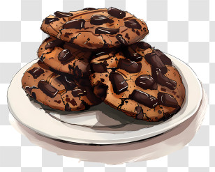 Plate Of Chocolate Chip Cookies - Plate Of Delicious Chocolate Chip Cookies Transparent PNG