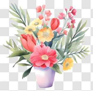 Vase - Beautiful Flower Bouquet In A Decorative Vase Transparent PNG
