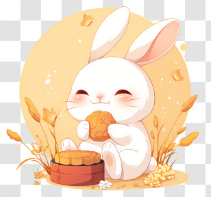 Mid Autumn Rabbit - Happy Mooncake Bunny Transparent PNG