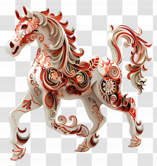 Chinese Zodiacs - Patterned Decorative Horse In Artistic Style Transparent PNG