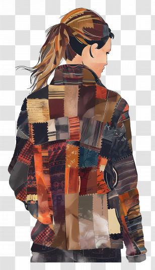 Fashion Woman - Person Wearing Patchwork Jacket Transparent PNG