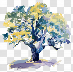 Oil Painting - Abstract Painted Tree In Natural Colors Transparent PNG