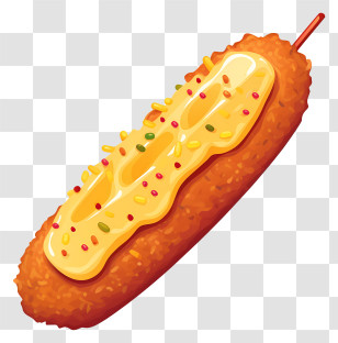 Hot Dog - Cheese Corn Dog With Toppings Illustration Transparent PNG