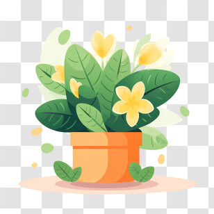Flower Pot - Beautiful Potted Plant With Yellow Flowers Transparent PNG