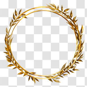 Hand Drawn Golden Frame - Elegant Golden Wreath Decoration Transparent PNG