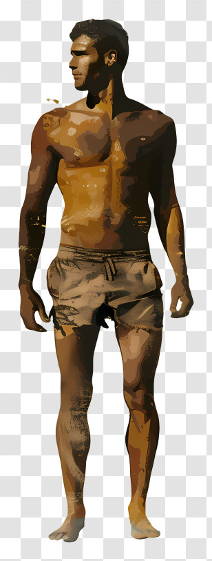 Man Beach Body - Man In Beach Shorts Transparent PNG