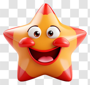 Cartoon Star - Yellow Cartoon Star With Smiling Face Transparent PNG