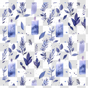 Candlelight Pattern - Candles And Leaves Pattern Transparent PNG
