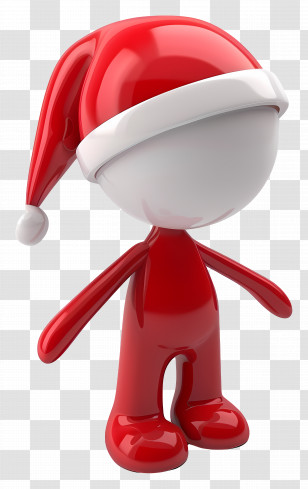 Christmas Stick Figure - Red Cartoon Character Wearing Santa Hat Transparent PNG