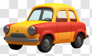 Cartoon Car - Cartoon Yellow And Red Car Transparent PNG