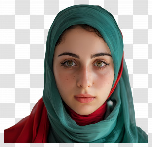 Real Hijab Girl - Woman Wearing Colorful Hijab In Portrait Transparent PNG