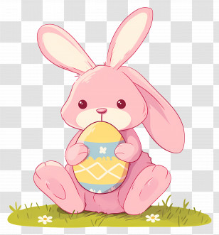 Easter Bunny - Pink Bunny Holding Easter Egg Transparent PNG