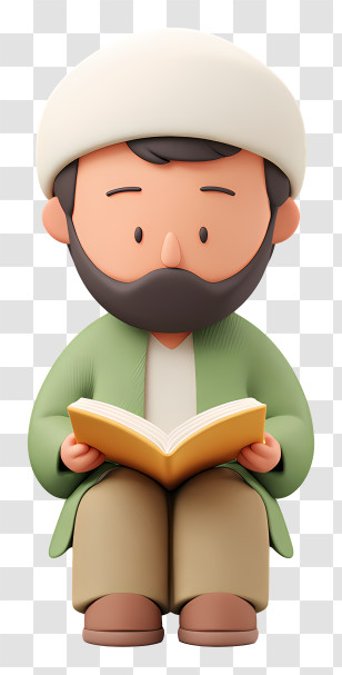 Islamic Man Reading Quran - Man Reading A Book Transparent PNG