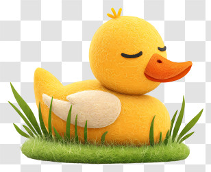 Duck Sleeping On Grass - Yellow Duck Sleeping In Grass Transparent PNG