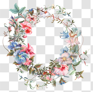May Day Frame - Decorative Floral Wreath Illustration Transparent PNG