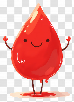 Red Drop Of Blood - Cute Blood Drop Character Transparent PNG