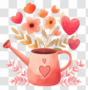 World Kindness Day - Watering Can With Hearts And Flowers Transparent PNG