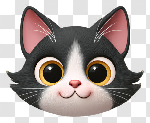 Cute Cartoon Cat Face - Cartoon Cat Face Transparent PNG