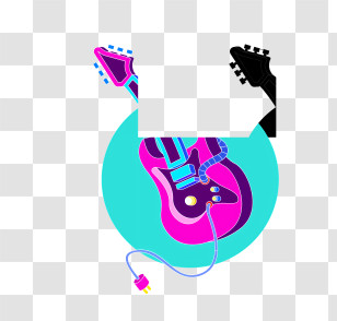 Pink Guitar - Vibrant Electric Guitar Illustration Transparent PNG