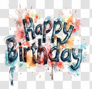 Happy Birthday - Artistic Happy Birthday Text Design Transparent PNG