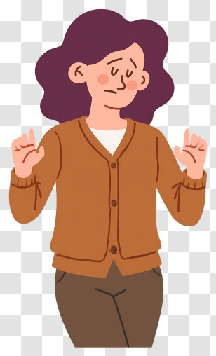 Woman Feeling Tense - Woman In Brown Cardigan Illustration Transparent PNG