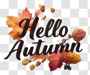 Hello Autumn - Hello Autumn Lettering Design Transparent PNG