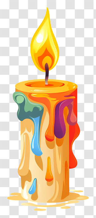 Candle - Melting Colorful Candle With Flame Transparent PNG