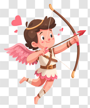 Cupid Shooting Arrow - Cute Cupid With Bow And Arrow Transparent PNG