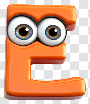 Funny Letter E - Orange Letter E With Eyes Transparent PNG