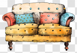 Colorful Couch - Colorful Couch With Cushions Transparent PNG