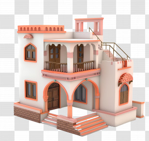 Indian House - Traditional Two-Story House Design Transparent PNG