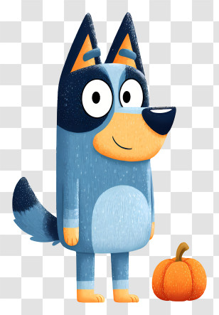Bluey With Pumpkin - Blue Dog Character With Pumpkin Transparent PNG