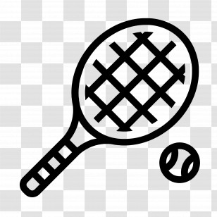 Tennis Racquet - Black And White Tennis Racket And Ball Transparent PNG