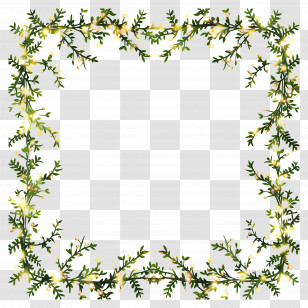 Fairy Lights - Greenery Frame With Lights Transparent PNG
