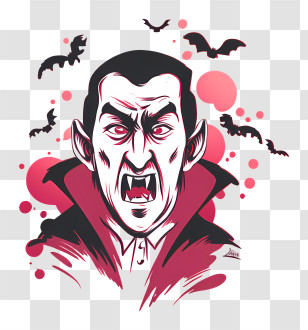World Dracula Day - Vampire Cartoon With Bats Transparent PNG