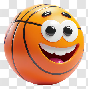 3d Cartoon Ball - Smiling Basketball Transparent PNG