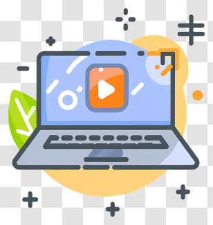 Cartoon - Laptop With Video Play Icon Transparent PNG