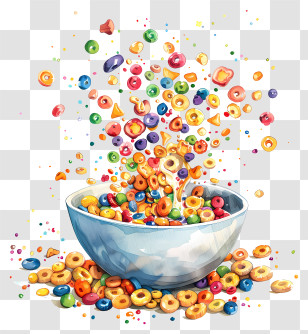 Cereal Day - Vibrant Breakfast Bowl Of Colorful Cereal Transparent PNG
