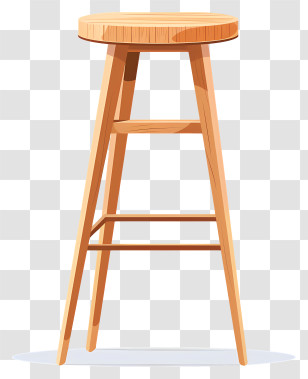 High Bar Stool - Wooden Bar Stool Transparent PNG