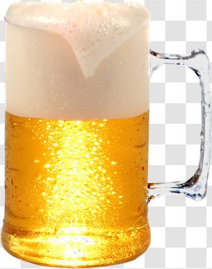 Beer - Golden Beer In A Mug With Foam Transparent PNG