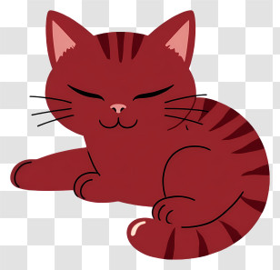 Sleeping Cartoon Cat - Red Sleeping Cat Cartoon Transparent PNG