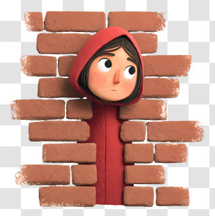 Girl Peeking Out - Girl In Brick Wall Transparent PNG