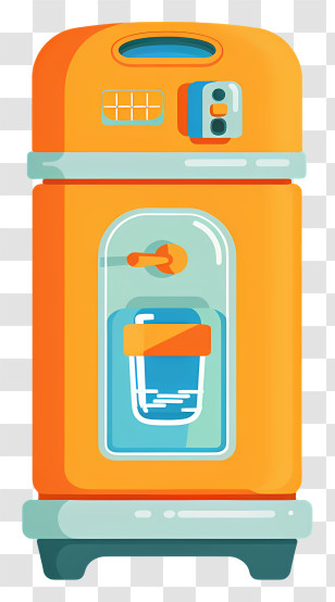 Water Cooler - Orange Water Dispenser With Glass Transparent PNG