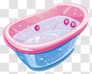 Baby Bath Tub - Cute Pink And Blue Bathtub Transparent PNG