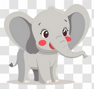 Cute Elephant - Adorable Cartoon Elephant Art Transparent PNG