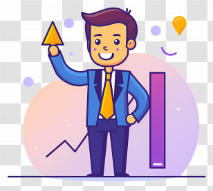 Office Worker - Businessman With Growth Chart Transparent PNG