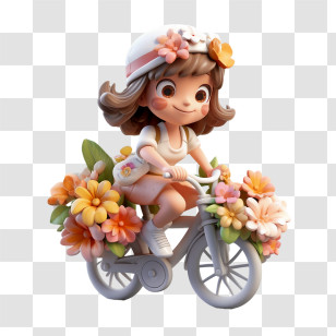 Riding Bike
 - Cartoon Girl Riding A Bicycle With Flowers Transparent PNG