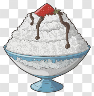 Rice Pudding - Shaved Ice Dessert With Strawberry Transparent PNG