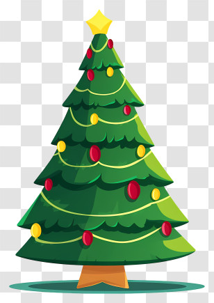 Christmas Tree - Decorated Green Christmas Tree With Star Transparent PNG