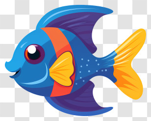 Colorful Fish - Colorful Cartoon Blue Fish Transparent PNG